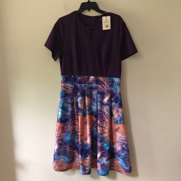 VINTAGE Style print flared print A-Line swing dress with pockets. SIZE: XL - Picture 4 of 8